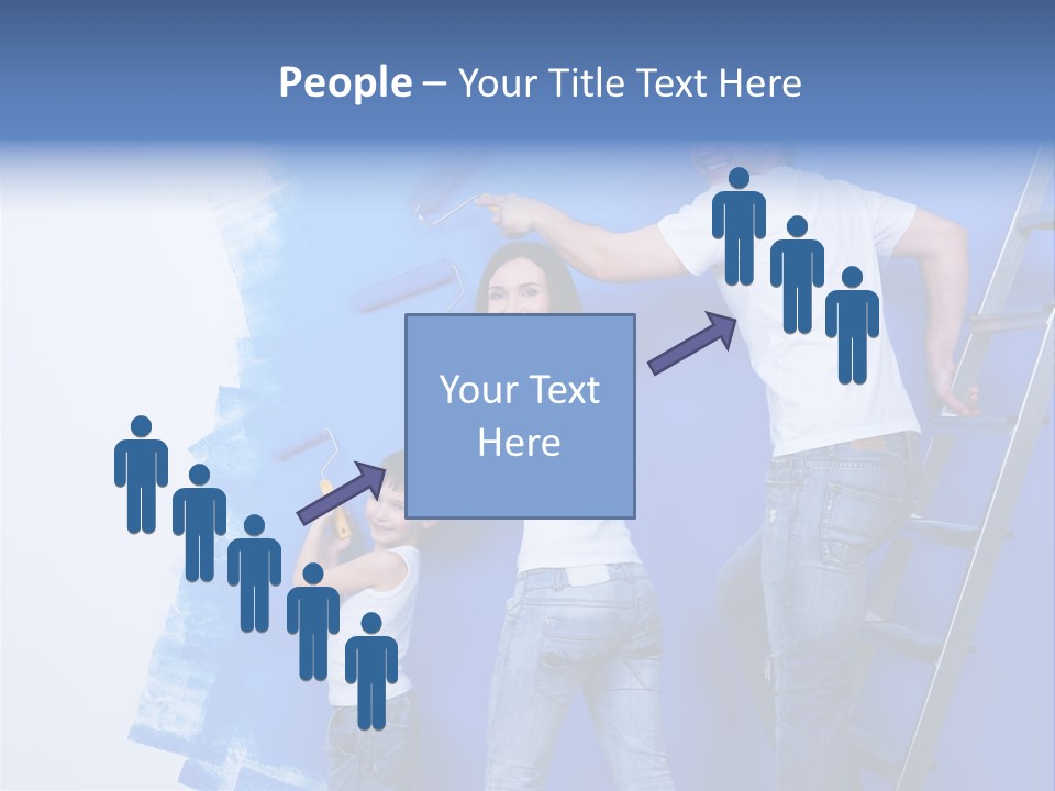 A Man And Woman Painting A Wall With Blue Paint PowerPoint Template