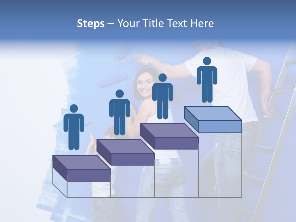 A Man And Woman Painting A Wall With Blue Paint PowerPoint Template