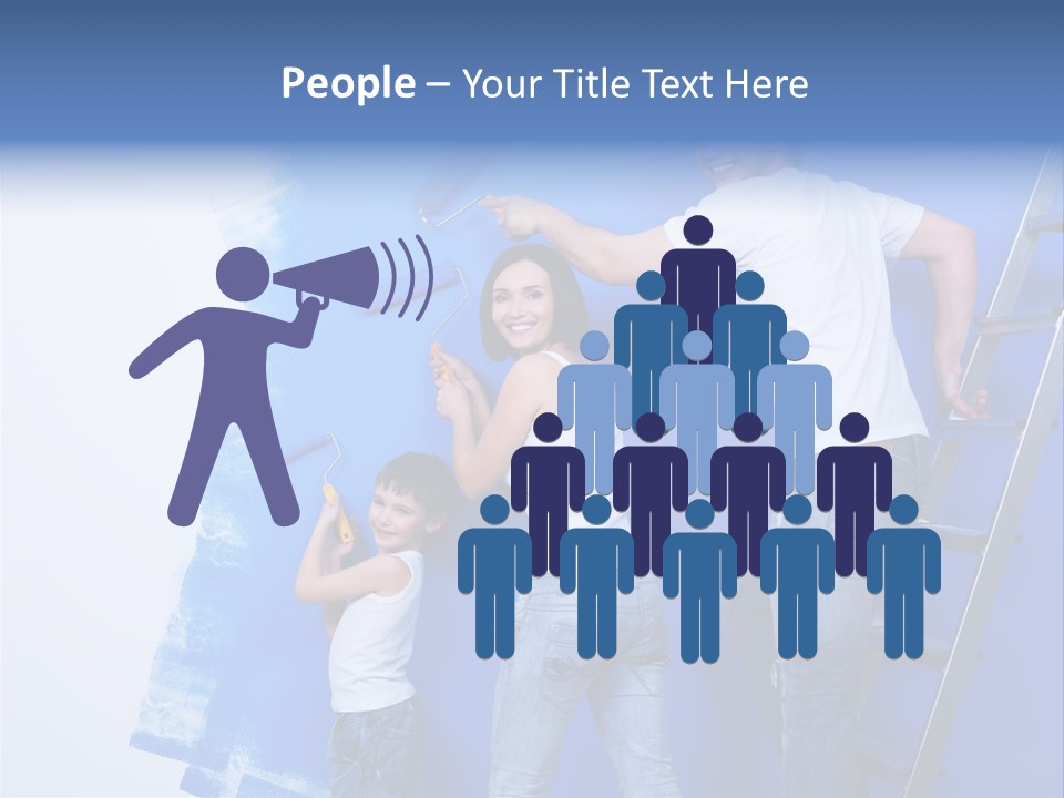 A Man And Woman Painting A Wall With Blue Paint PowerPoint Template