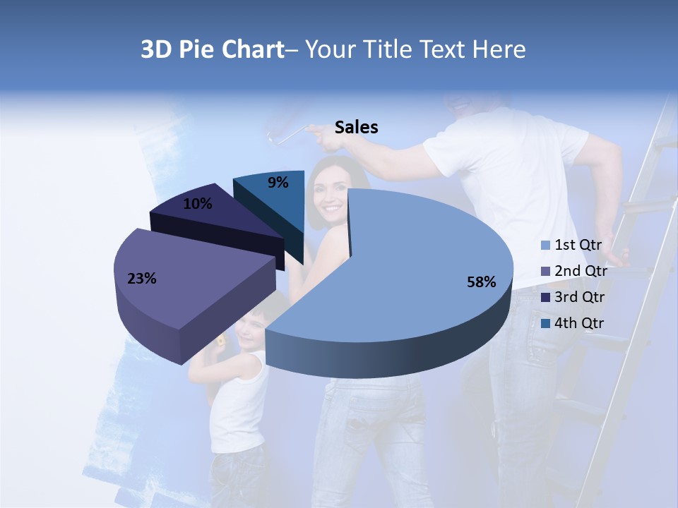 A Man And Woman Painting A Wall With Blue Paint PowerPoint Template