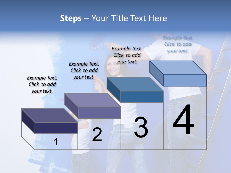 A Man And Woman Painting A Wall With Blue Paint PowerPoint Template