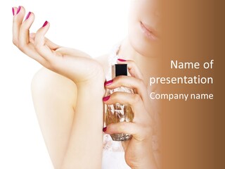 A Woman Holding A Bottle Of Perfume Powerpoint Template PowerPoint Template