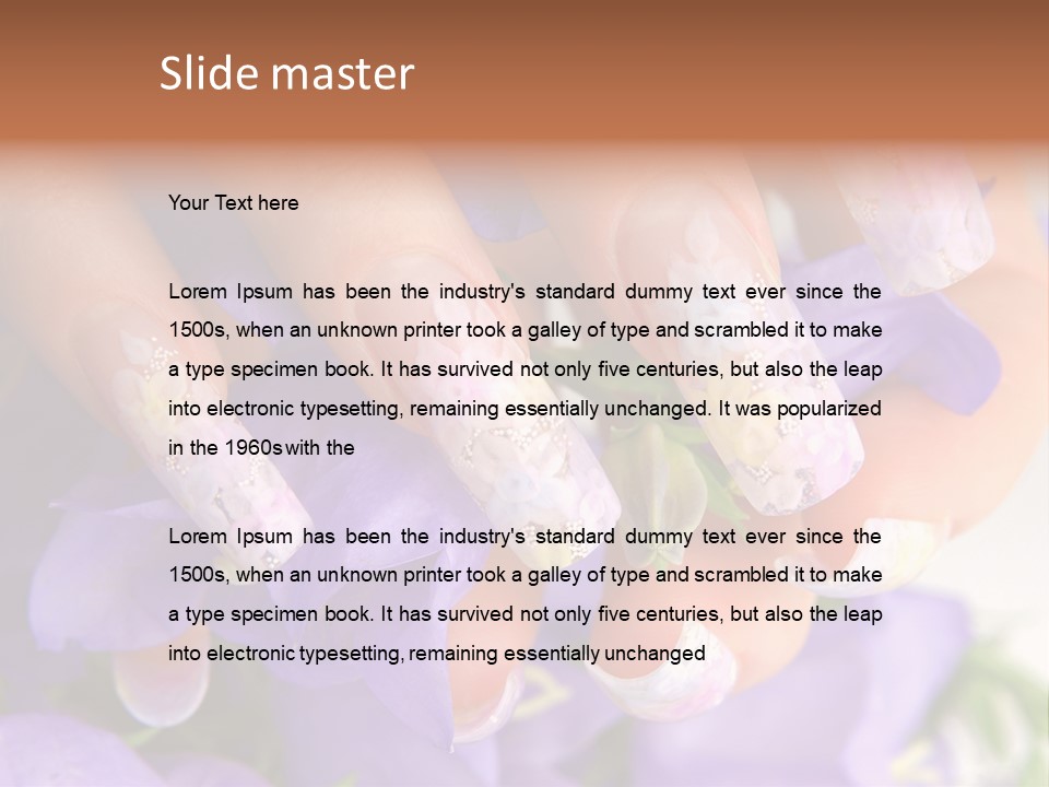 A Woman's Nails With Flowers On Them PowerPoint Template