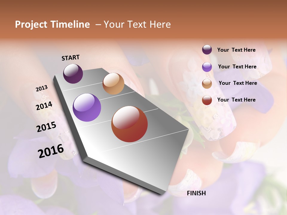 A Woman's Nails With Flowers On Them PowerPoint Template