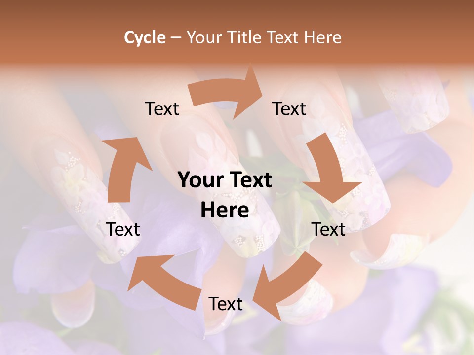 A Woman's Nails With Flowers On Them PowerPoint Template