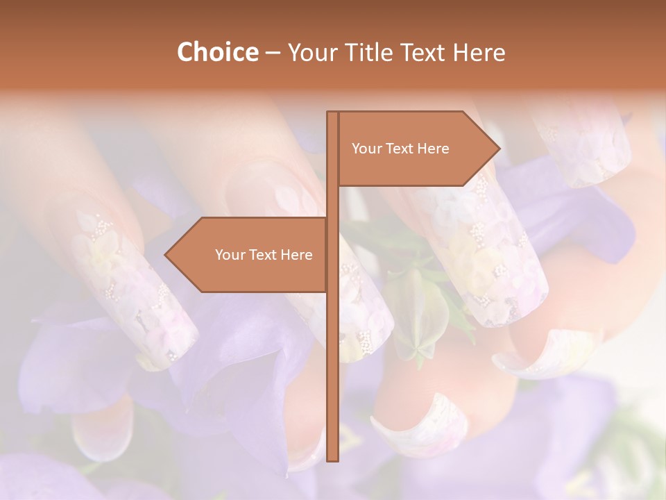 A Woman's Nails With Flowers On Them PowerPoint Template