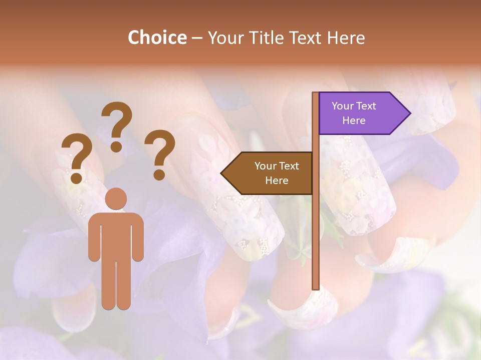 A Woman's Nails With Flowers On Them PowerPoint Template