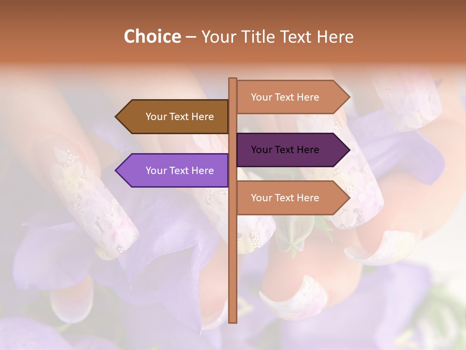 A Woman's Nails With Flowers On Them PowerPoint Template