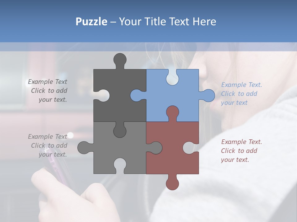 A Girl Is Texting On Her Phone While Driving A Car PowerPoint Template