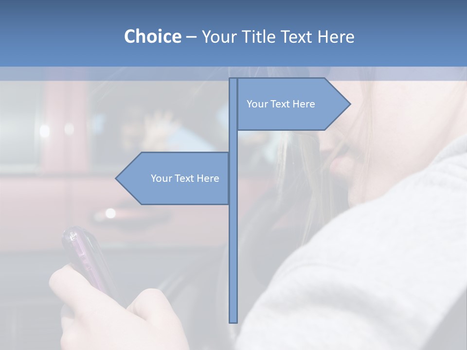 A Girl Is Texting On Her Phone While Driving A Car PowerPoint Template
