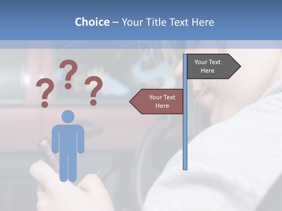 A Girl Is Texting On Her Phone While Driving A Car PowerPoint Template
