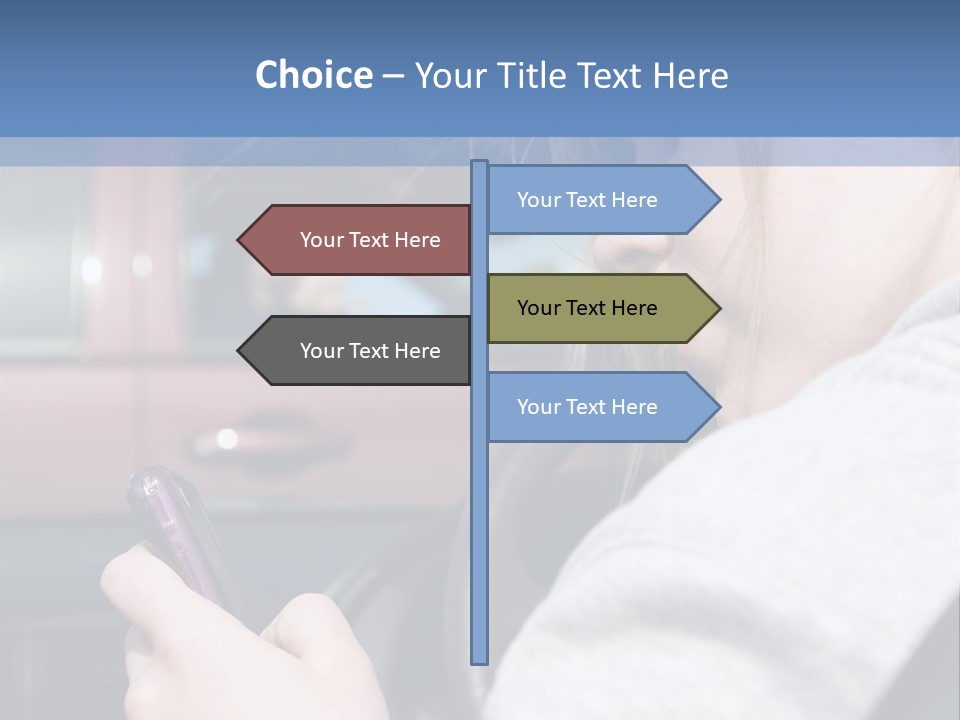 A Girl Is Texting On Her Phone While Driving A Car PowerPoint Template