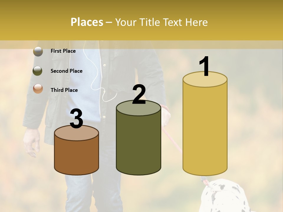 A Man Walking A Dalmatian Dog On A Leash PowerPoint Template