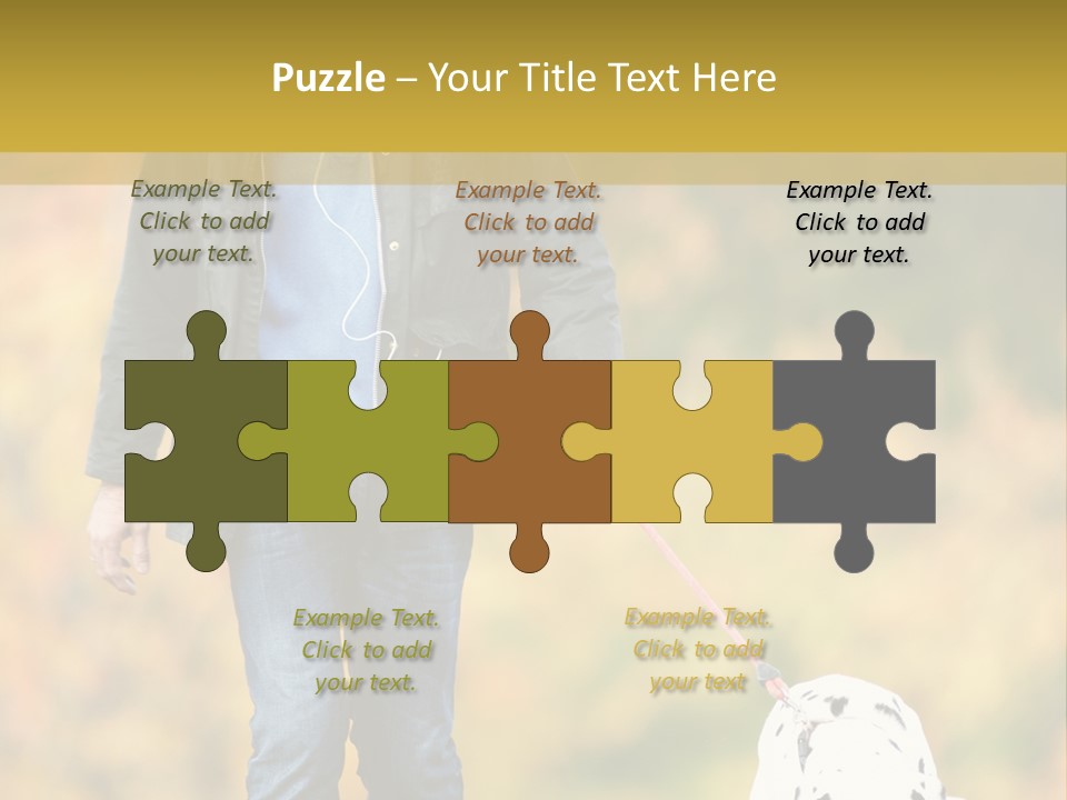 A Man Walking A Dalmatian Dog On A Leash PowerPoint Template