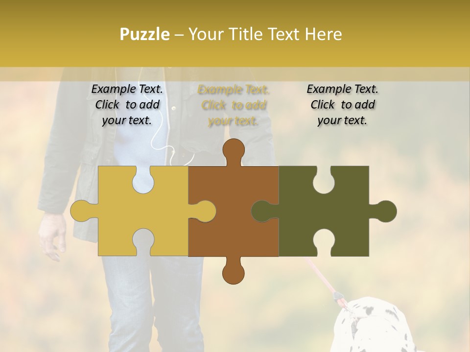 A Man Walking A Dalmatian Dog On A Leash PowerPoint Template