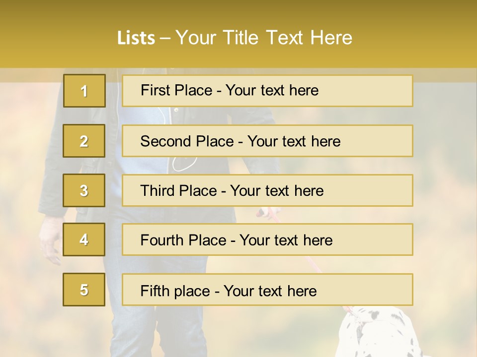 A Man Walking A Dalmatian Dog On A Leash PowerPoint Template