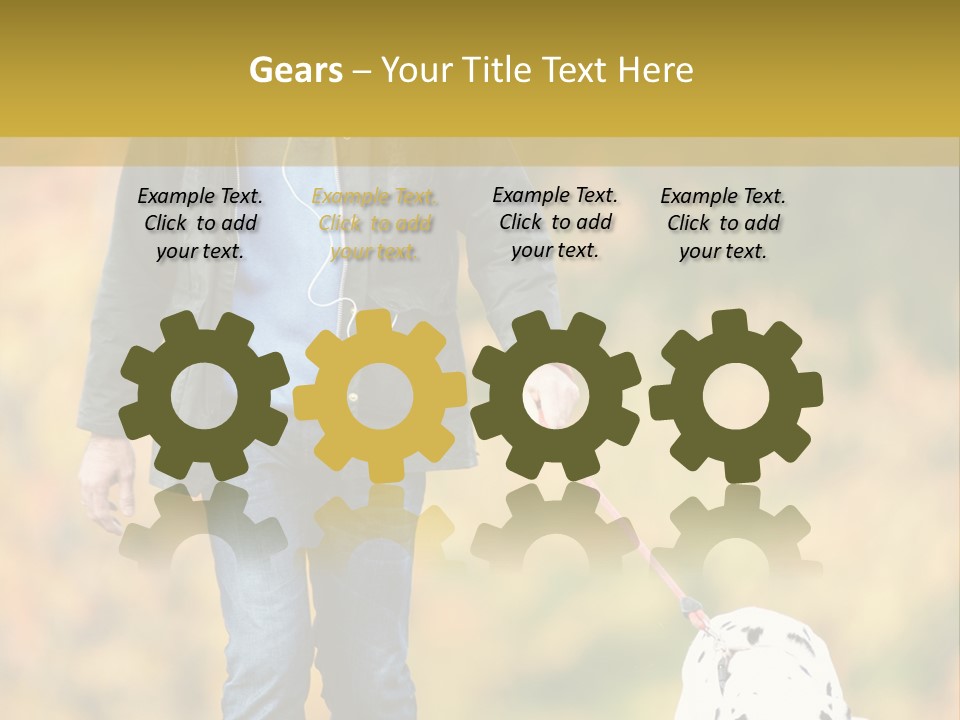 A Man Walking A Dalmatian Dog On A Leash PowerPoint Template