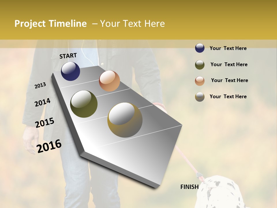 A Man Walking A Dalmatian Dog On A Leash PowerPoint Template
