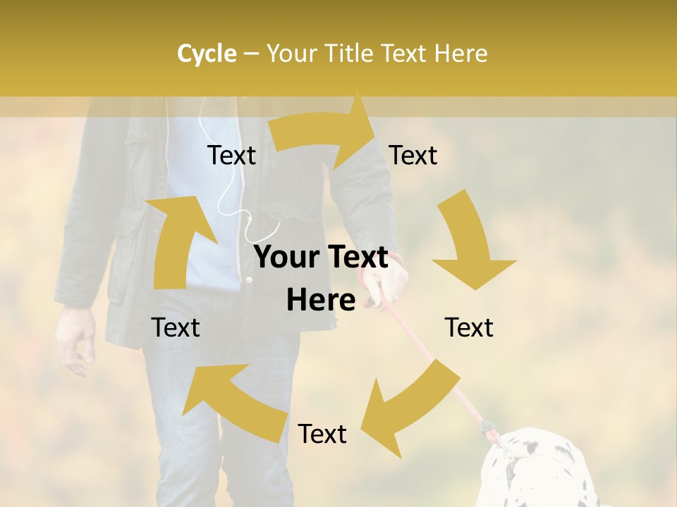 A Man Walking A Dalmatian Dog On A Leash PowerPoint Template