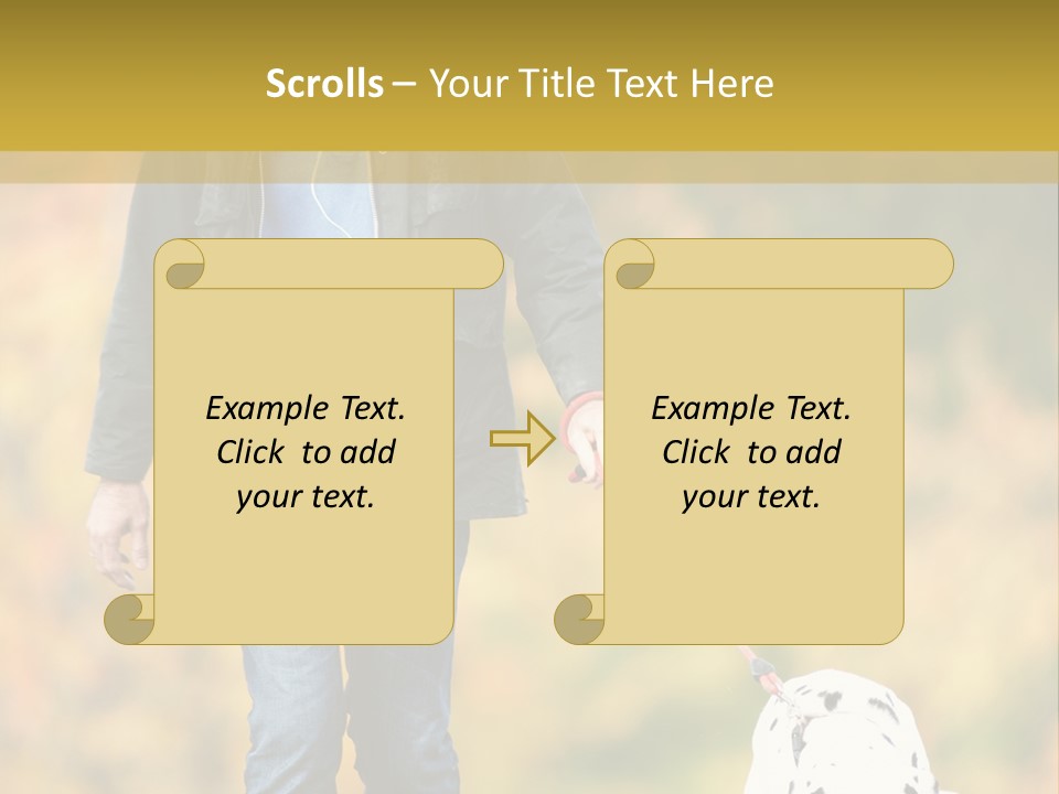 A Man Walking A Dalmatian Dog On A Leash PowerPoint Template