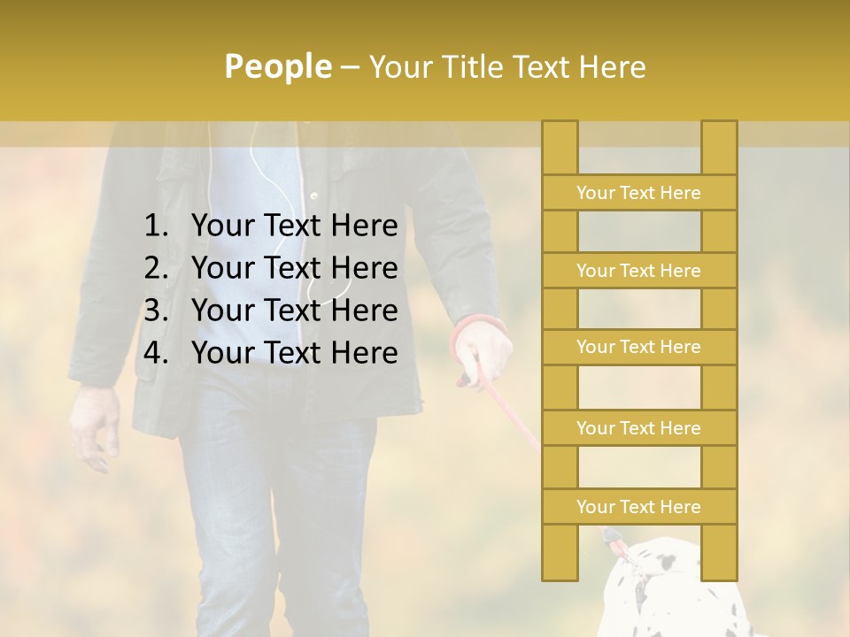 A Man Walking A Dalmatian Dog On A Leash PowerPoint Template