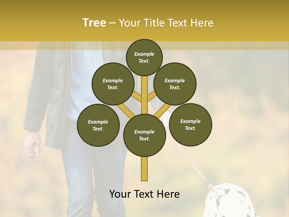 A Man Walking A Dalmatian Dog On A Leash PowerPoint Template