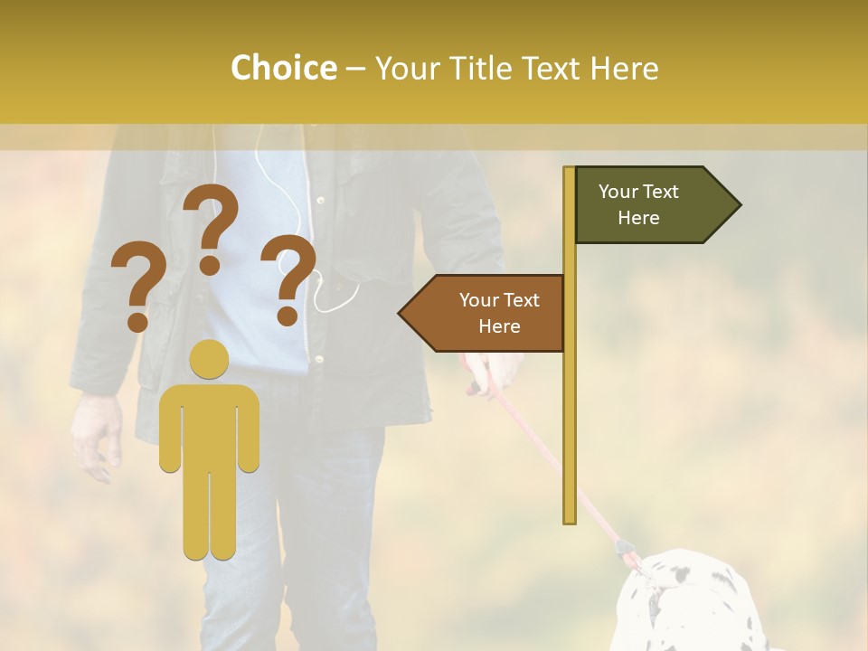 A Man Walking A Dalmatian Dog On A Leash PowerPoint Template