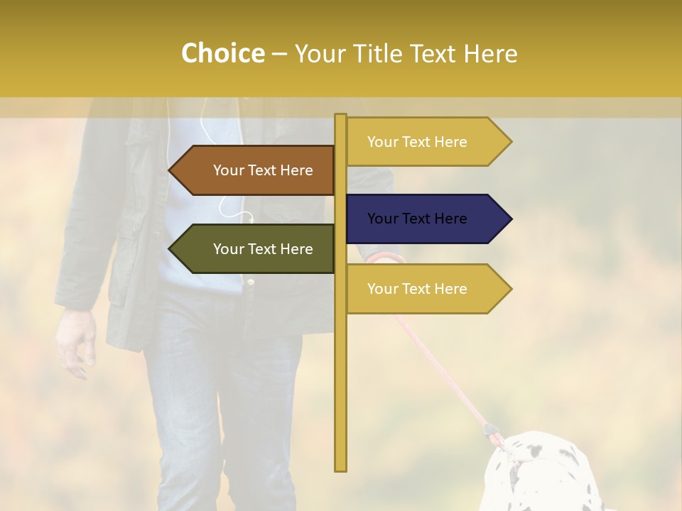 A Man Walking A Dalmatian Dog On A Leash PowerPoint Template