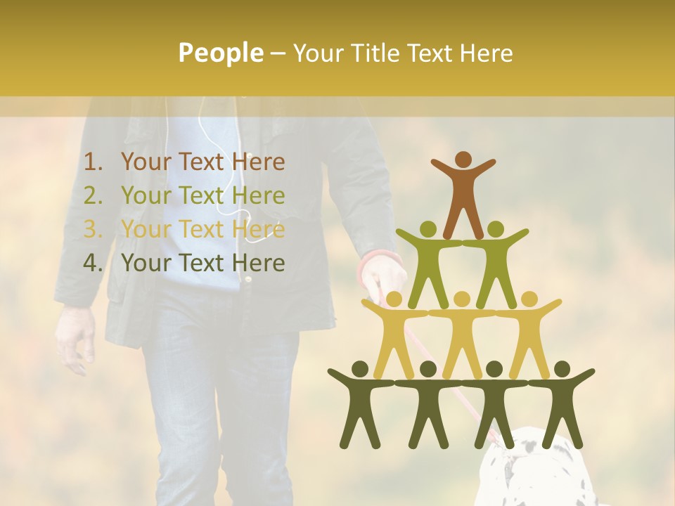 A Man Walking A Dalmatian Dog On A Leash PowerPoint Template