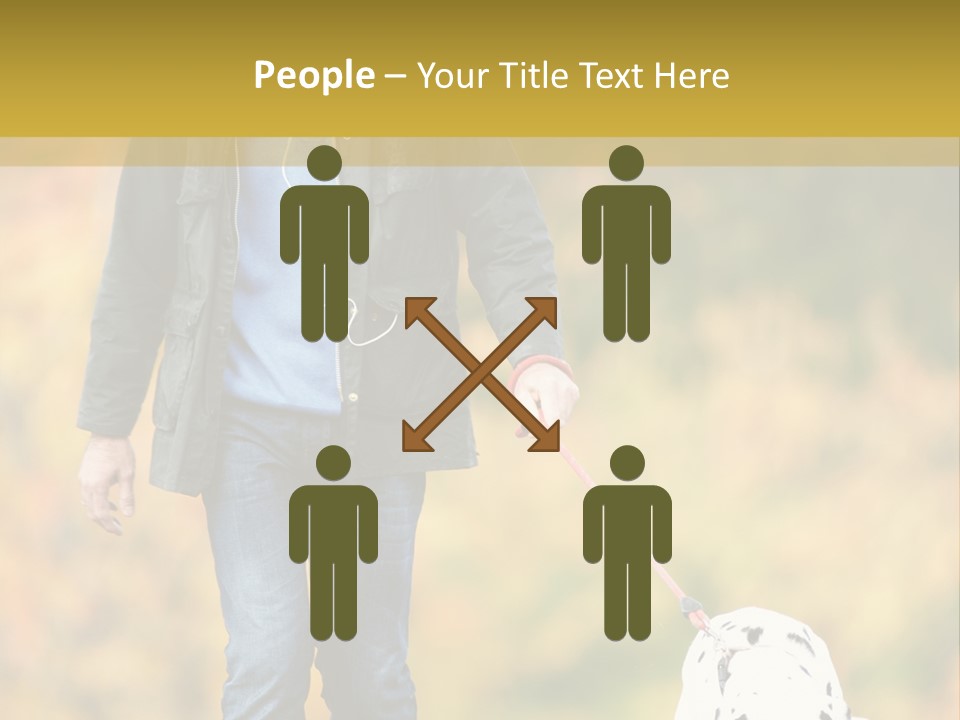 A Man Walking A Dalmatian Dog On A Leash PowerPoint Template