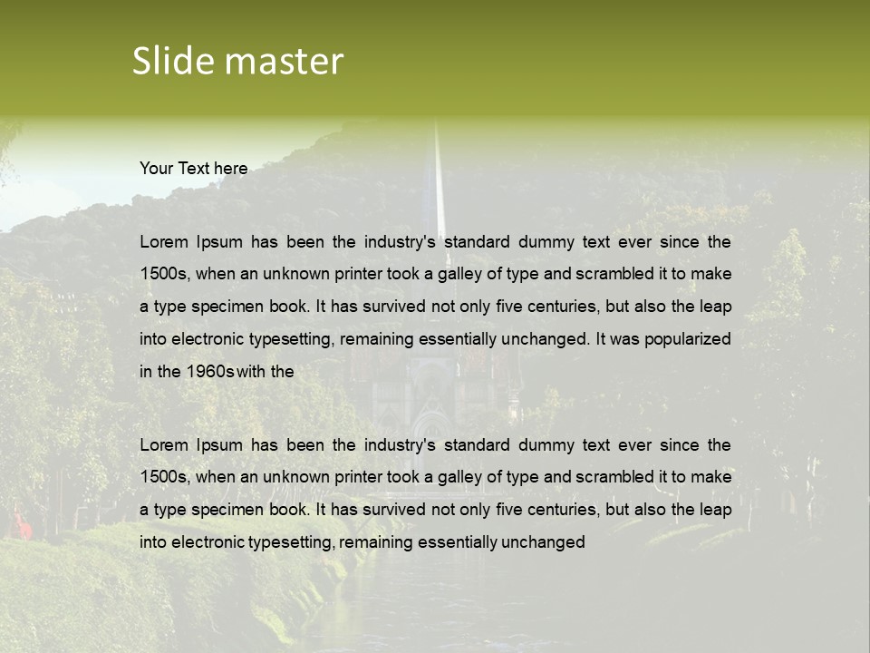 A Church On A Hill With A River In Front Of It PowerPoint Template