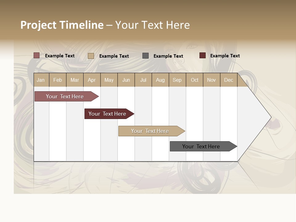 Horizontal Ornate Hairstyle PowerPoint Template