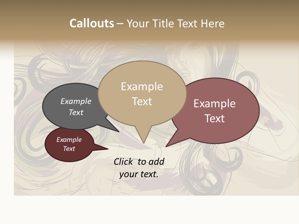 Horizontal Ornate Hairstyle PowerPoint Template