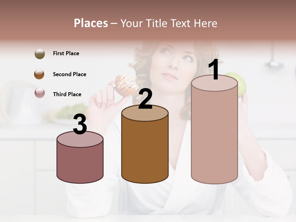 A Woman Is Holding A Cupcake And An Apple PowerPoint Template