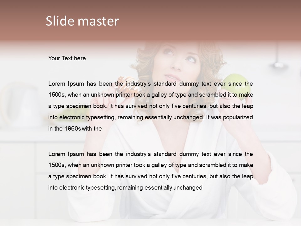 A Woman Is Holding A Cupcake And An Apple PowerPoint Template