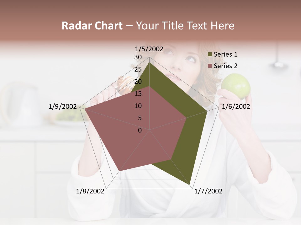 A Woman Is Holding A Cupcake And An Apple PowerPoint Template