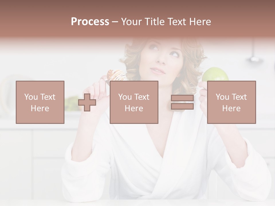 A Woman Is Holding A Cupcake And An Apple PowerPoint Template