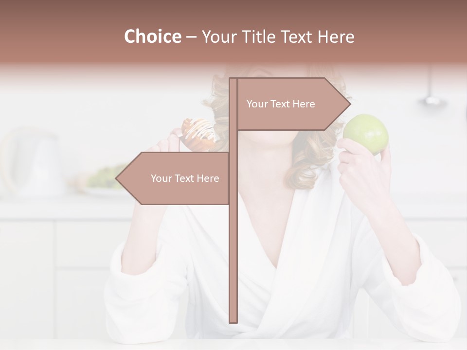 A Woman Is Holding A Cupcake And An Apple PowerPoint Template