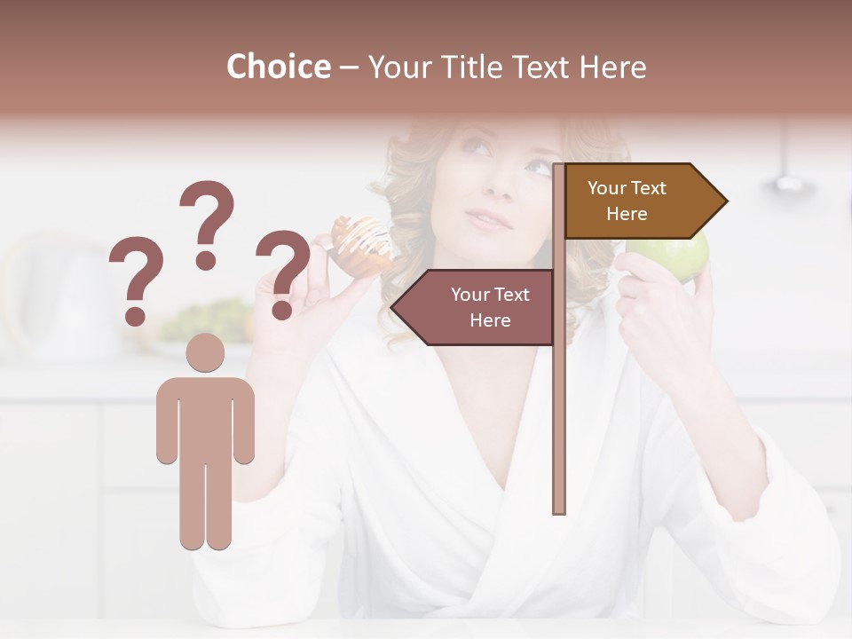 A Woman Is Holding A Cupcake And An Apple PowerPoint Template