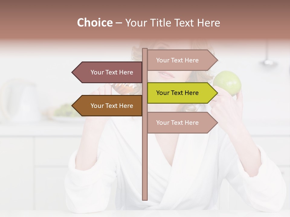 A Woman Is Holding A Cupcake And An Apple PowerPoint Template