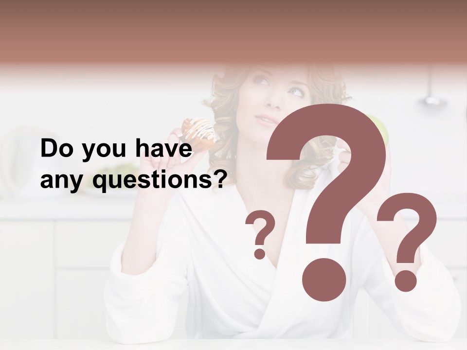 A Woman Is Holding A Cupcake And An Apple PowerPoint Template