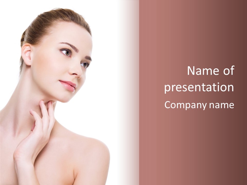 A Beautiful Woman Posing With Her Hands On Her Chest PowerPoint Template