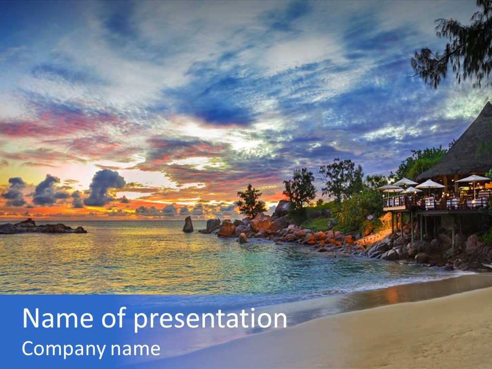 A Beautiful Sunset On A Tropical Beach Powerpoint Template PowerPoint Template