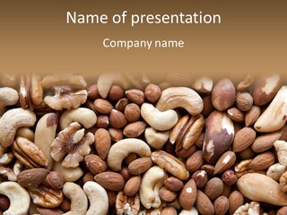 A Pile Of Nuts With A Brown Background PowerPoint Template