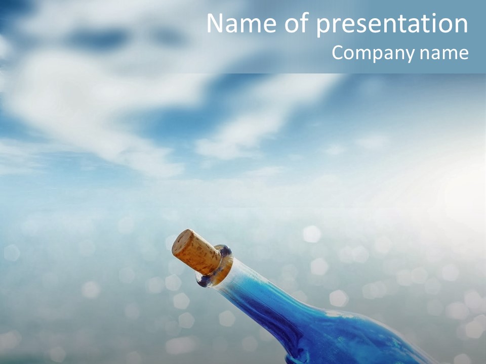 A Blue Bottle With A Cork In The Water PowerPoint Template