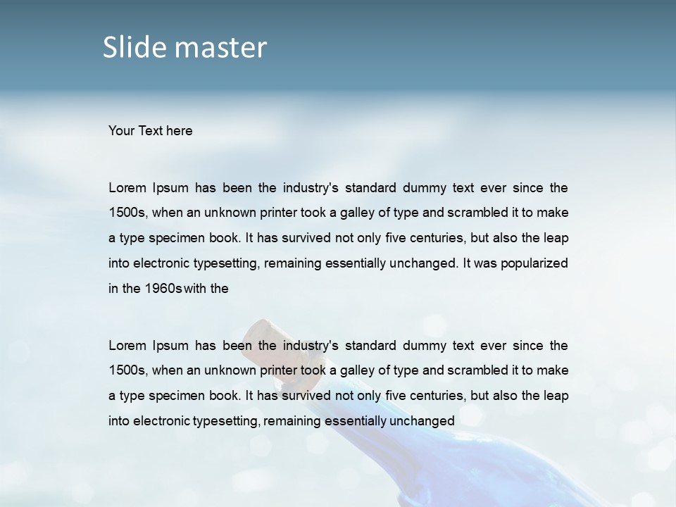 A Blue Bottle With A Cork In The Water PowerPoint Template