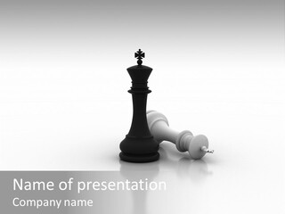 A Black And White Chess Piece On A White Surface PowerPoint Template