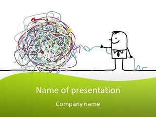 A Man Is Trying To Pull Up A Ball Of String PowerPoint Template