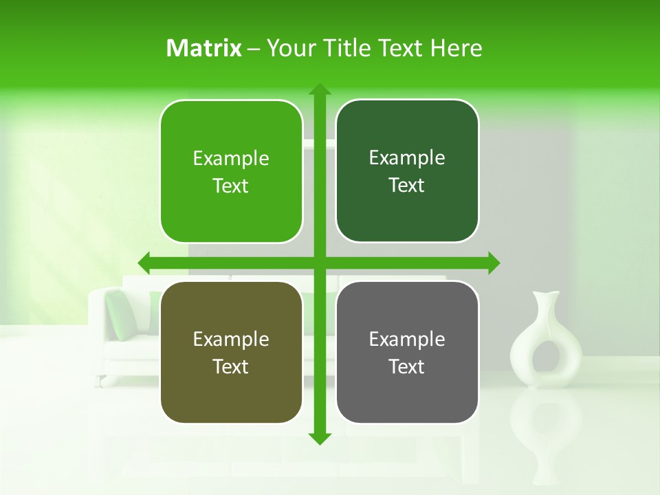 A Living Room With Green Walls And A White Couch PowerPoint Template