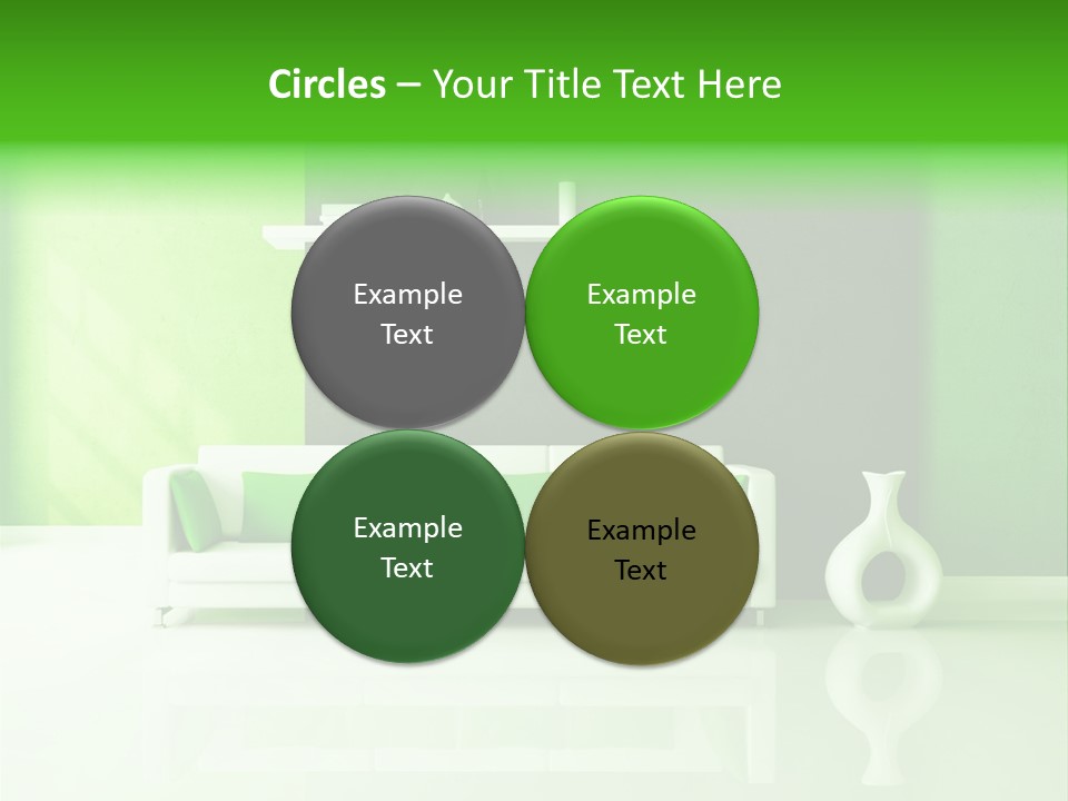 A Living Room With Green Walls And A White Couch PowerPoint Template